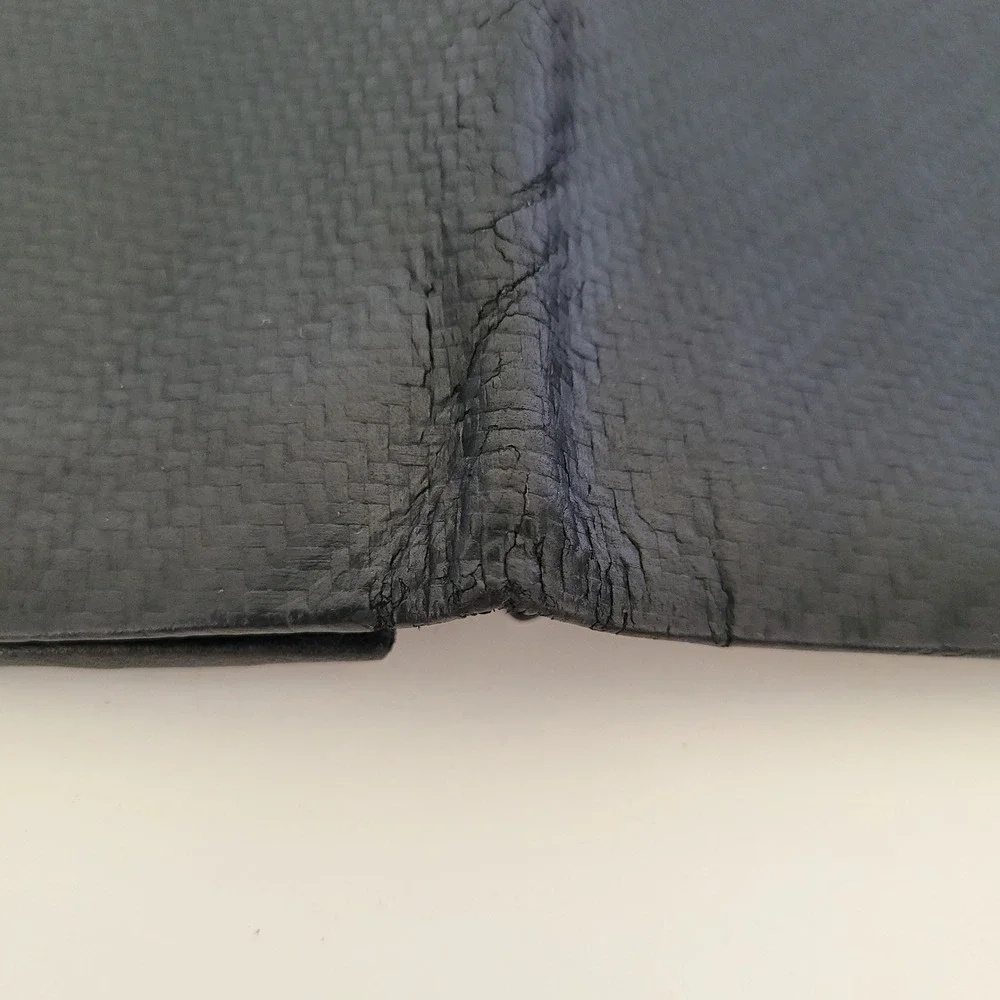 Dunhill Black Leather Long Bifold Wallet Carbon Fiber Weave Zipper Pocket